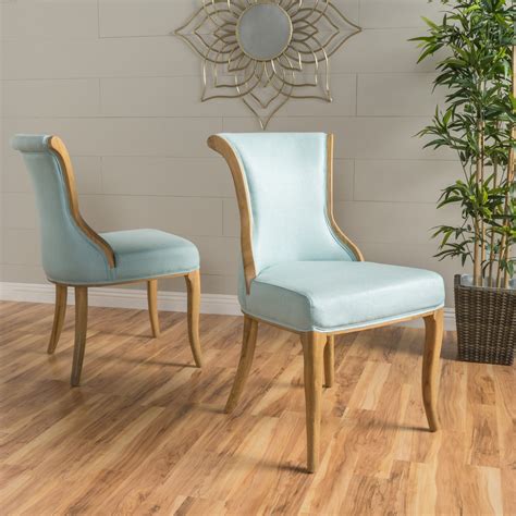 Noble House Francisco Light Blue Fabric Dining Chair Set Of 2