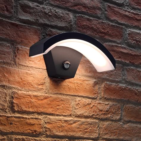 Auraglow Black Arch Integrated Led Motion Sensor Pir Outdoor Wall Light