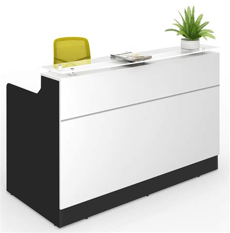 Classic White and Charcoal Reception Desk Counter Office Salon