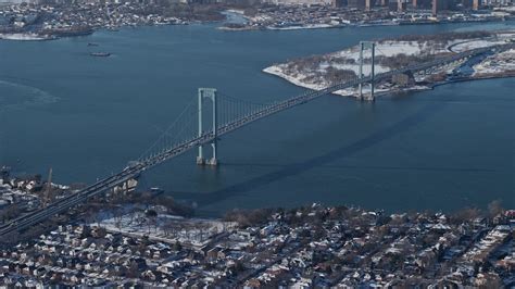 48k Stock Footage Aerial Video Of Bronx Whitestone Bridge New York