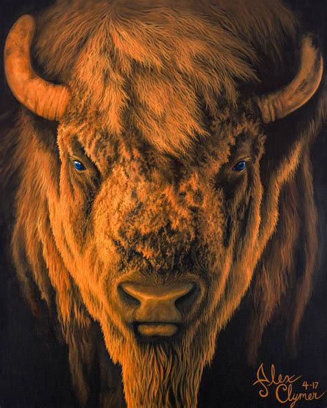 Bison Painting Buffalo Painting American Bison Close Up American