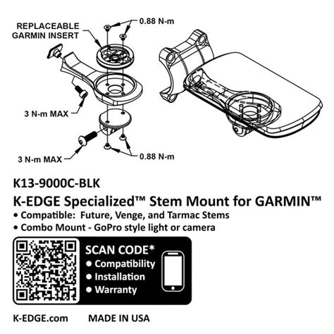 K Edge Garmin Specialized Future Combo Mount Black Computer Mount Worldwide Cyclery