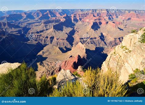 Majestic Panoramic View Of Grand Canyon National Park South Rim Stock