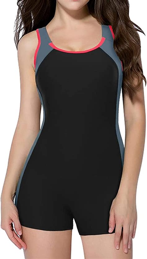 CharmLeaks Women Boyleg One Piece Swimsuit Sport Swimming Costume Modest Swimwear Amazon Co Uk