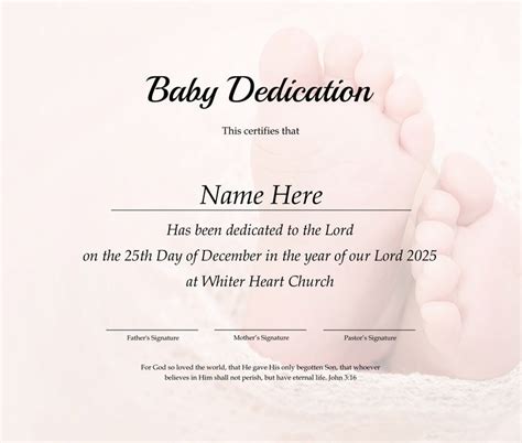 Printable Baby Dedication Certificate Editable Baby Christening