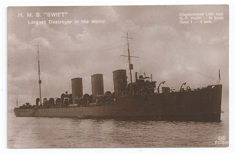 Royal Navy Hms Swift Destroyer Leader Postcards