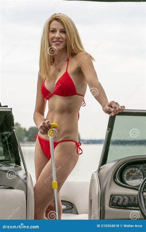 Beautiful Bikini Model Relaxing On A Boat Stock Photo Image Of Recreatioin Lifestyle