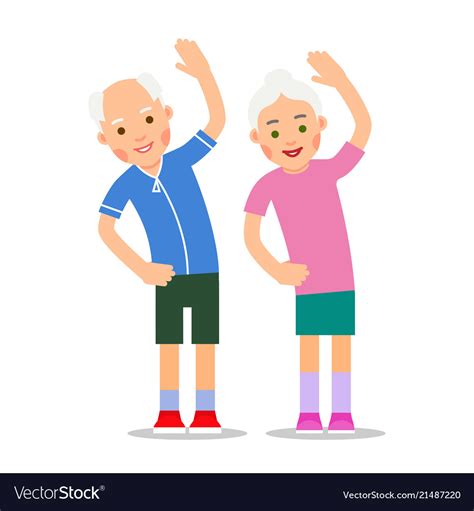 Elderly People Exercising Old Couple And Vector Image