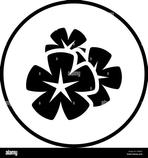 Frangipani Flower Icon Thin Circle Stencil Design Vector Illustration
