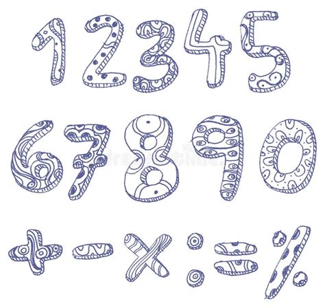 Números Del Doodle Y Muestras De La Matemáticas Ilustración Del Vector