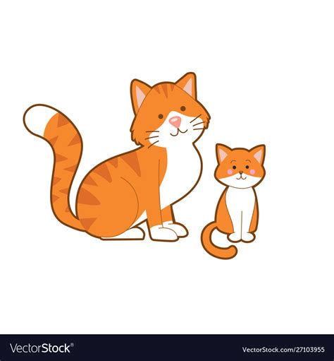 Cute Cat And Its Kitten Royalty Free Vector Image