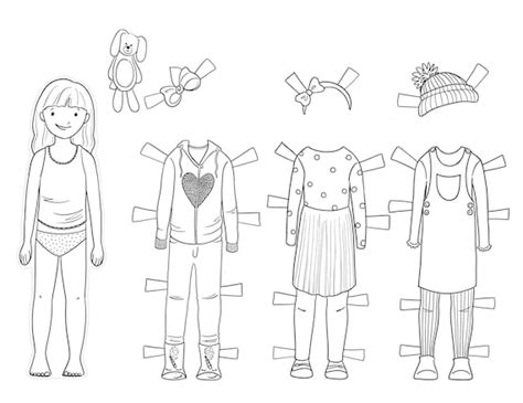 Kawaii Girl Paper Doll And Coloring Page By Tatyana Deniz Paper Dolls
