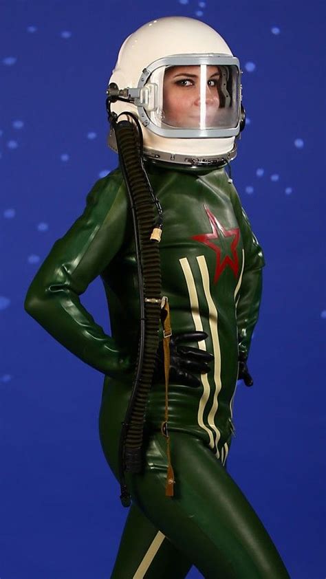 Very Sexy Female Astronaut In Green Latex Latex Cosplay Cosplay Costumes Space Suit Costume