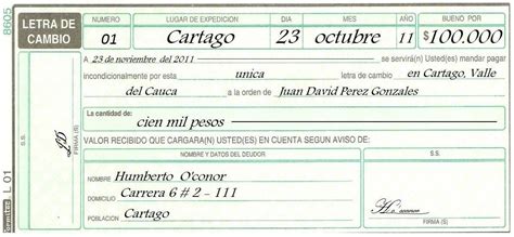 Documentos Contables Y Organizacionales Letra De Cambio