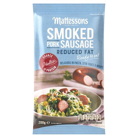 Mattessons Smoked Pork Sausage Reduced Fat 200g Pork Iceland Foods