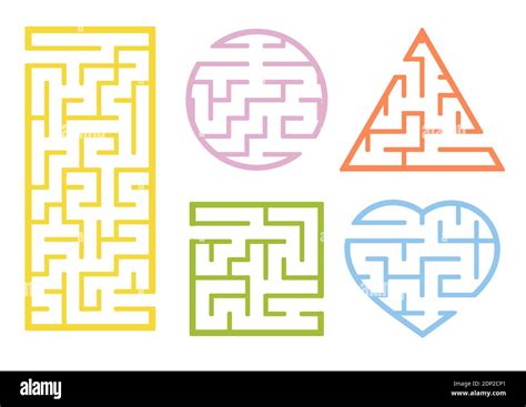 A Set Of Mazes Cartoon Style Visual Worksheets Activity Page Game