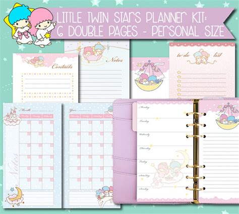 Printable Personal Planner Kit Cute Kawaii Weekly Planner Monthly
