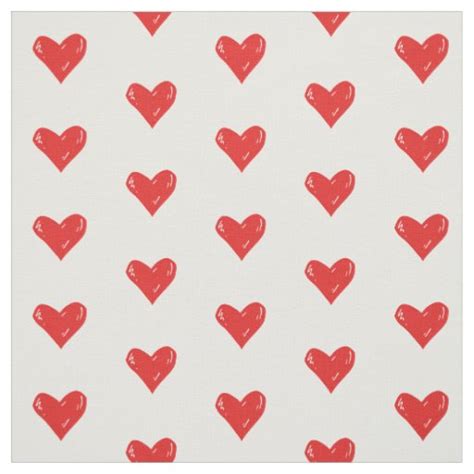 Red Heart Print Cotton Fabric By The Yard Zazzle