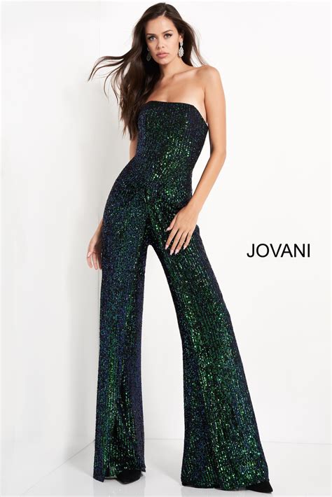 Jovani 04823 Black Multi Sequin Embellished Prom Jumpsuit