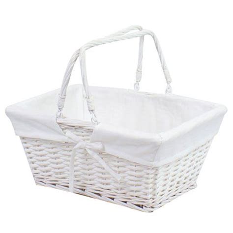 A White Wicker Basket With Handles