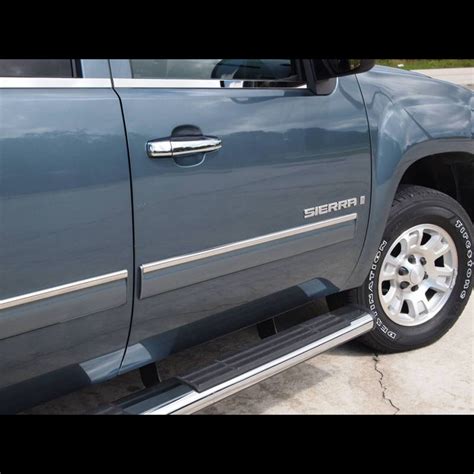 Side Molding Trim For 07 14 Gmc Sierra Hd Crew Cab Stainless 4pc Upper