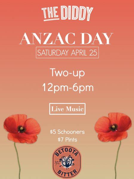 The official dawn service will be. ANZAC Day at the Diddy - In the Cove