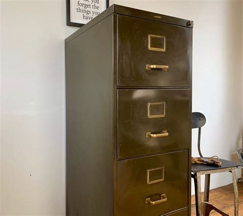Rare Mid Century 4 Drawer Steel Filing Cabinet By Shannon B Antique