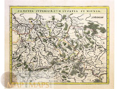 Germany Saxony Lusatia Old Map Czech Prague Merian 1650 Mapandmaps