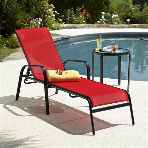 Essential Garden Bartlett Solid Stacking Lounge Red Outdoor Living Patio Furniture Chaise