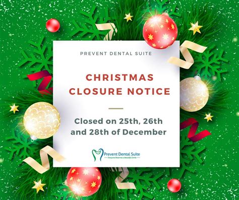 Prevent Dental Suite Christmas Closure Notice Banner