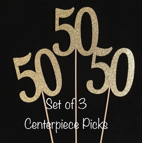 50th Birthday Centerpiece Picks 50th Birthday Decorations 50th Picks