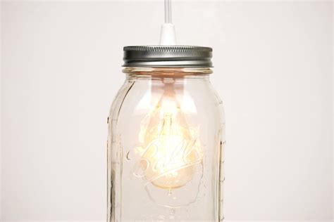 Mason Jar Pendant Light 1 Quart Jar Clear Etsy