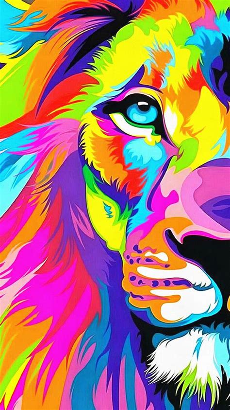 Rainbow Lion Painting By Vadim Pavlov