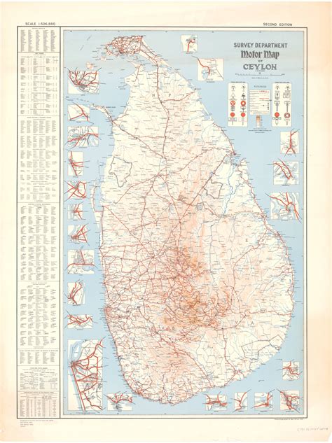 Road Map Of Ceylon Sri Lanka In 1942 Map Print Map Vintage Maps
