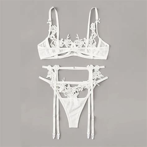3pcs set women sexy lace lingerie lingerie corset underwire racy underwear tops bra and panty