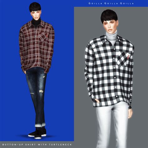 Button Up Shirt With Turtleneck Gorilla X3 Sims 4 Clothing