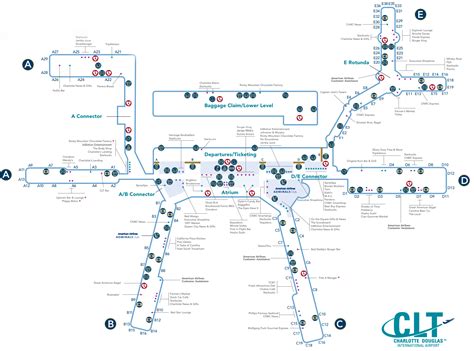 Charlotte Charlottedouglas International Clt Airport Terminal Map