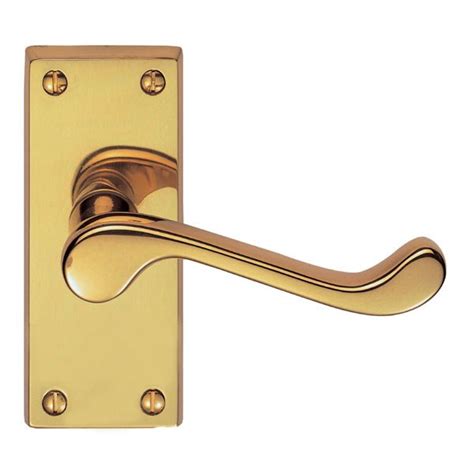 Victorian Scroll Door Handles Polished Brass Lacquered Broughtons Lighting And Ironmongery