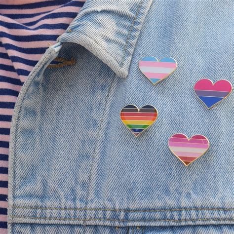 lesbian pride flag heart shaped enamel pin etsy