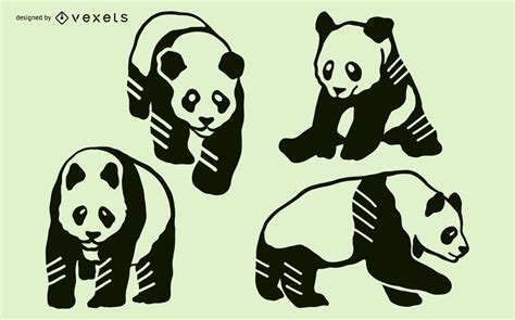 Conjunto De Design Panda Doodle Baixar Vector