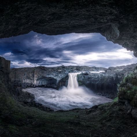 500x500 Waterfall View From Cave 500x500 Resolution Wallpaper Hd