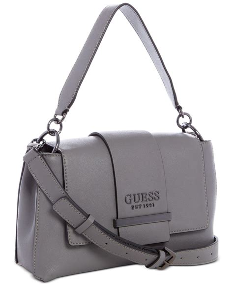 Guess Tara Top Handle Flap Bag In Gray Lyst