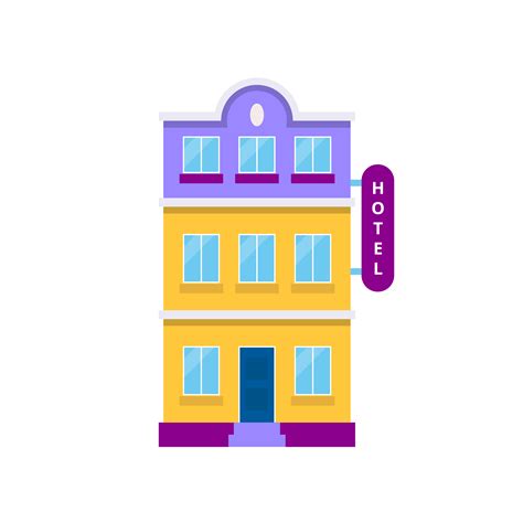 Hotel Building Isolated Vector Illustration In Flat Style Icon For
