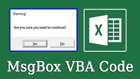 Vba Code Msgbox In Excel Youtube