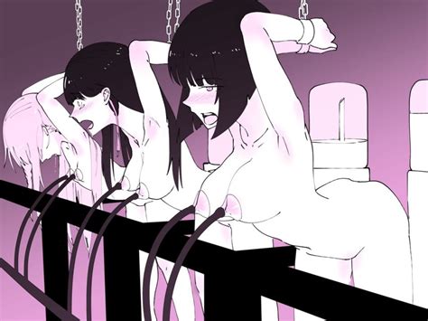Kakuchou Shoujo Kei Trinary 3girls Arms Up Bdsm Black Hair Blush