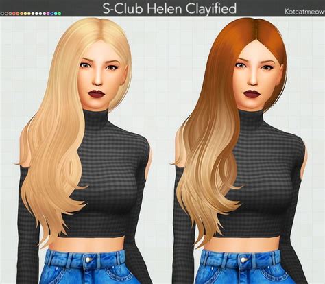 Kot Cat S Club`s Helen Hair Clayified Sims 4 Hairs Sims Hair Hair