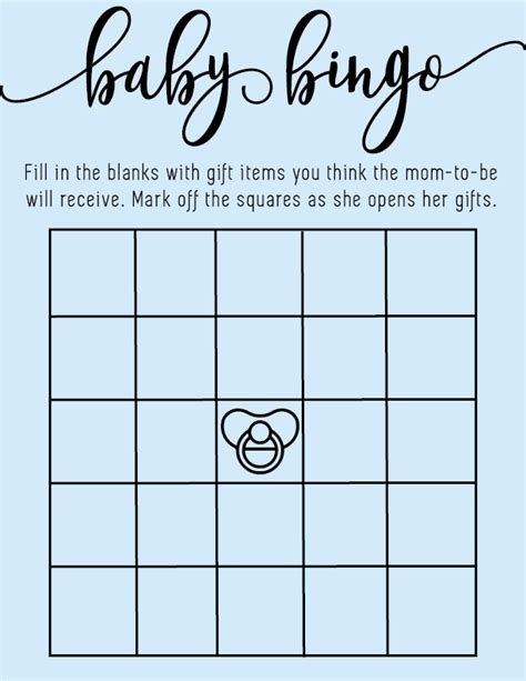 For additional bingo cards, use the blank template provided on the last page of the pdf to create your own. baby shower bingo printable, baby shower bingo pdf, baby shower bingo ideas, baby shower bingo ...