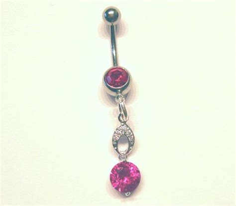 Navel Belly Button Ring Barbell Red Clear Crystal Rhinestones Naval