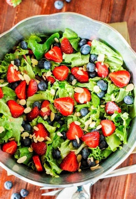 Strawberry Blueberry And Greens Salad With Honey Vinaigrette ~ One Easy
