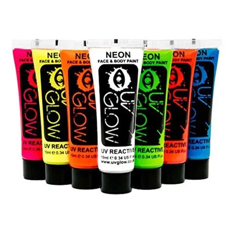 Uv Glow Blacklight Face And Body Paint 034oz Set Of 6 Tubes Neon
